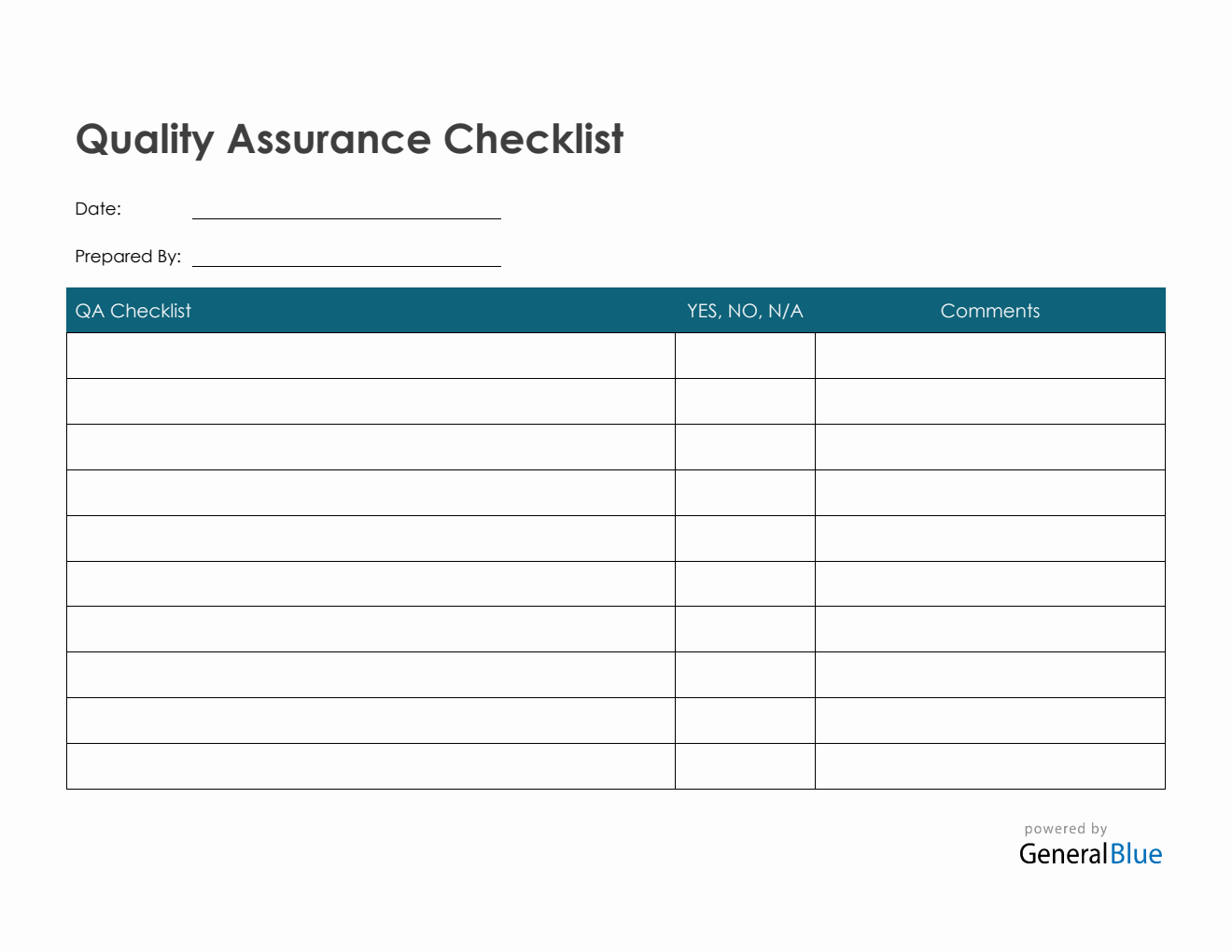 Quality Assurance Checklist in PDF