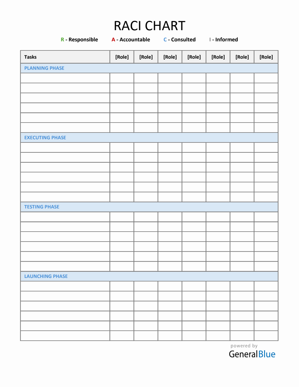 Blank RACI Chart Template (Excel Download)