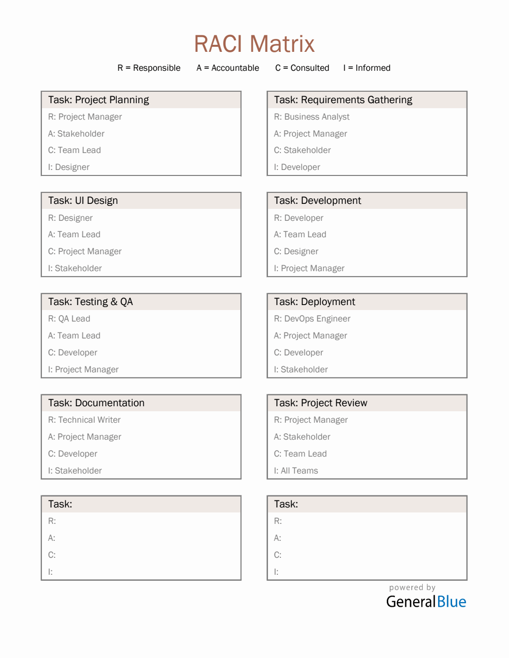 Free Customizable RACI Matrix Template in Excel
