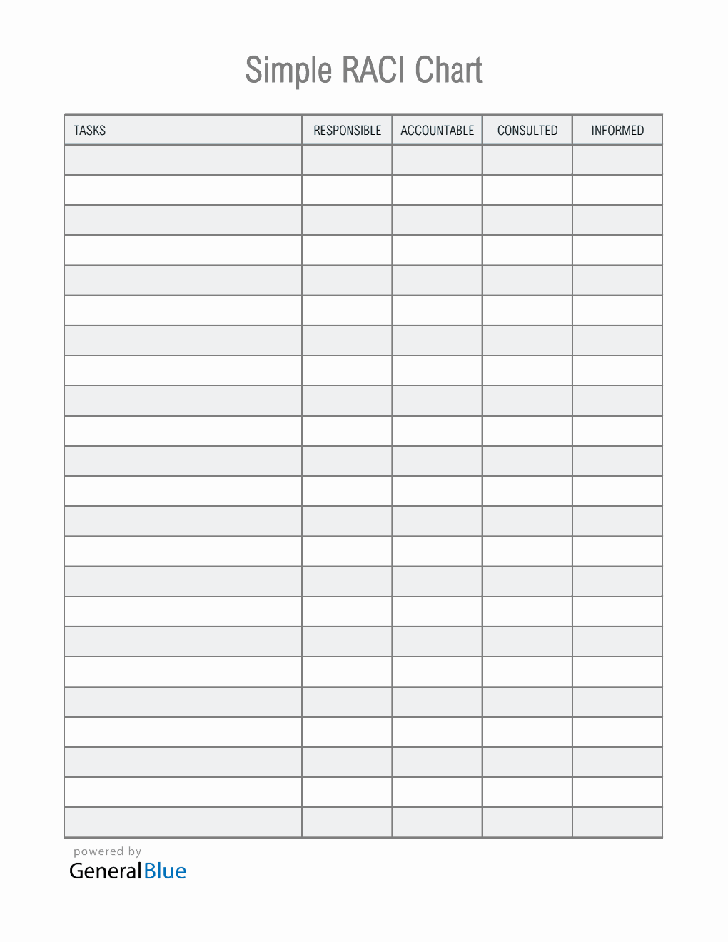 Free RACI Chart Excel Template (Portrait Layout)