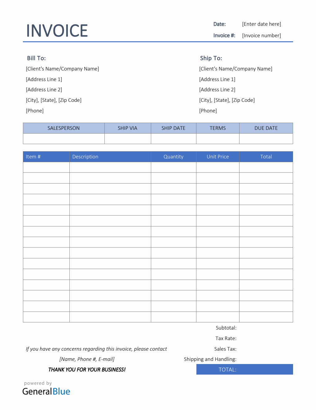 Sales Invoice Template in Word (Colorful)