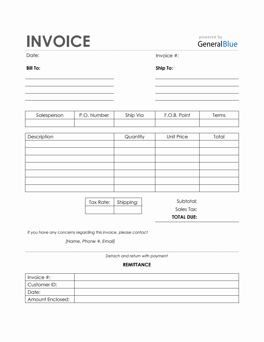 Sales Invoice with Remittance Slip in PDF (Simple)