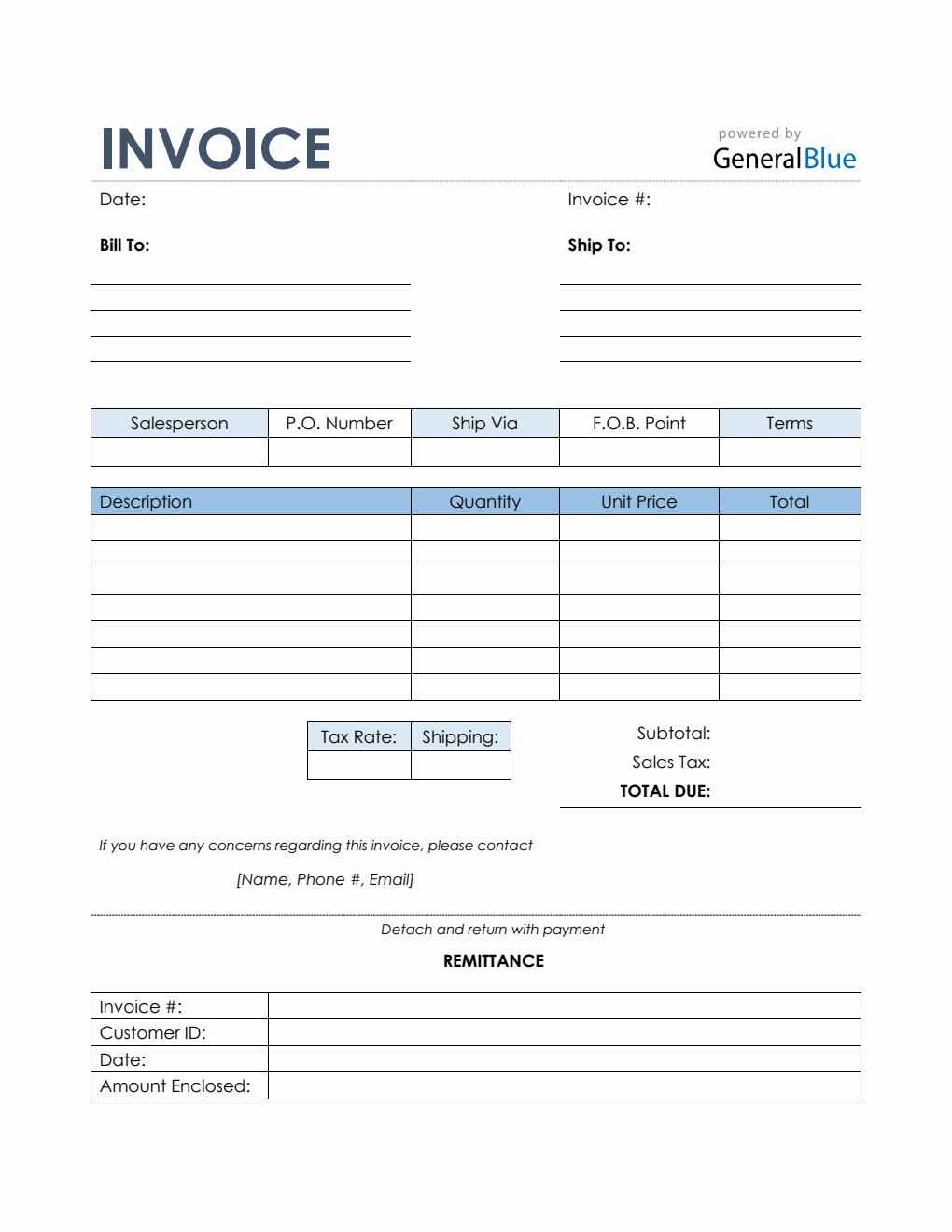 Sales Invoice with Remittance Slip in PDF (Colorful)