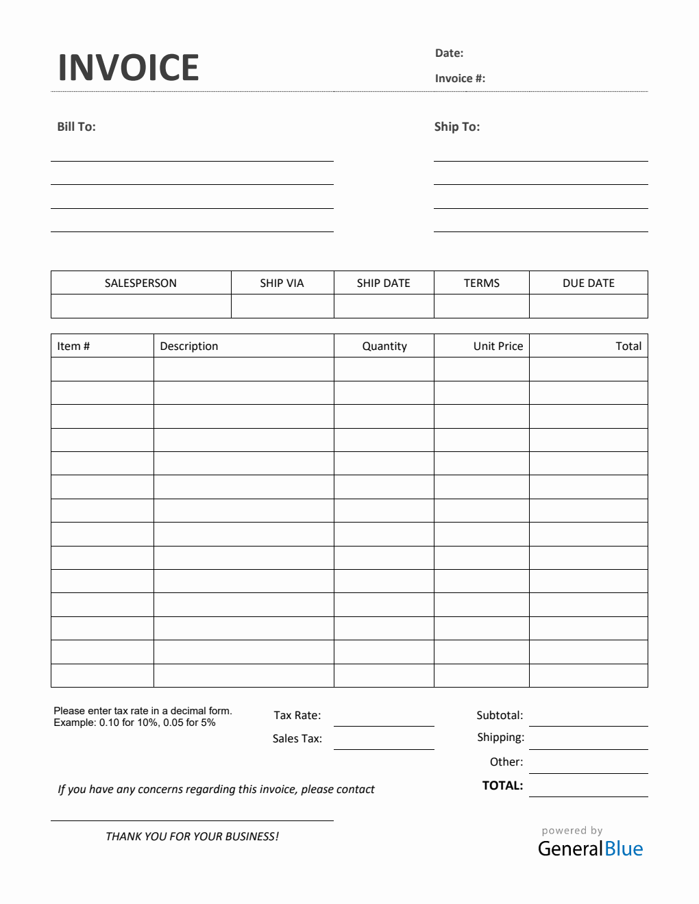 Sales Invoice with Tax in PDF (Simple)