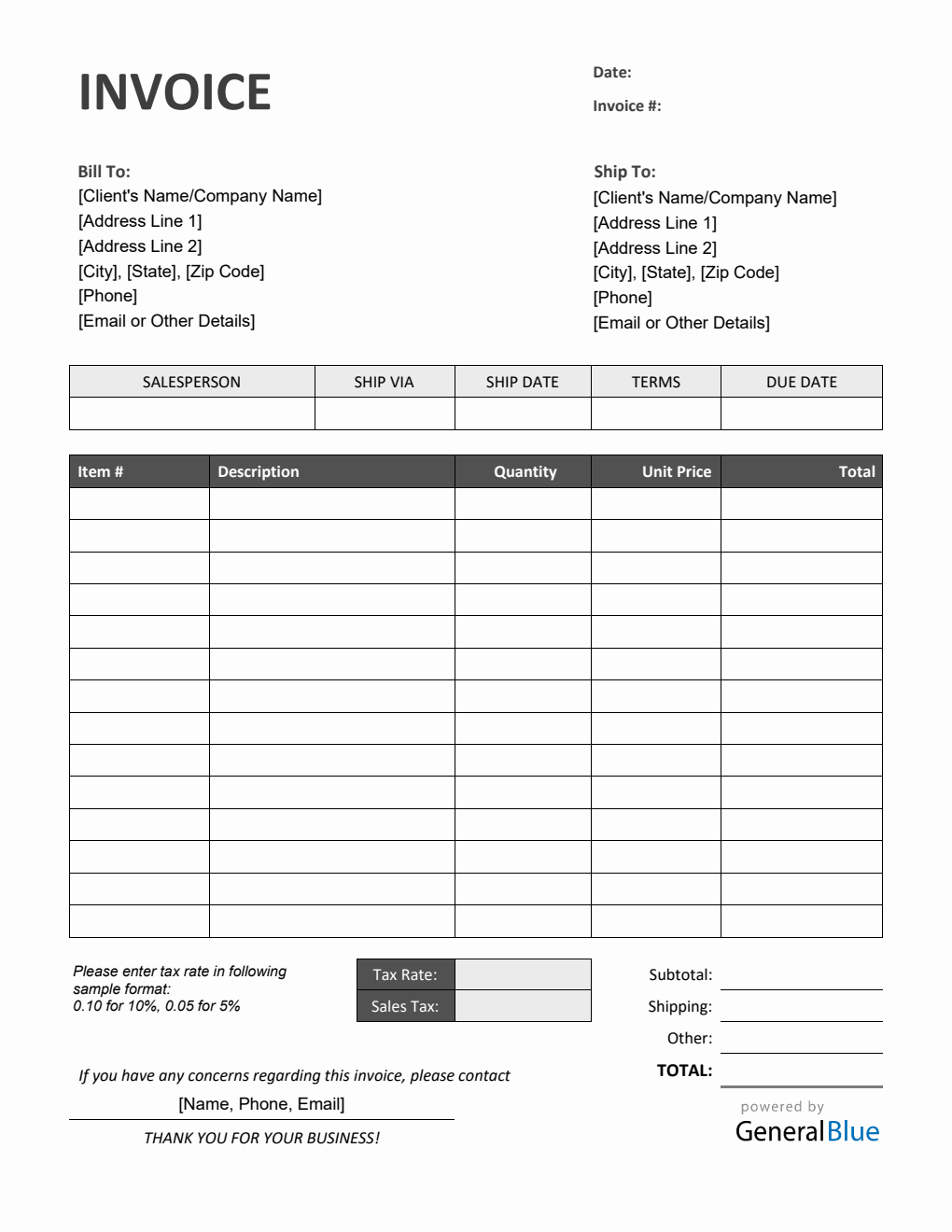 Sales Invoice with Tax in PDF (Colorful)