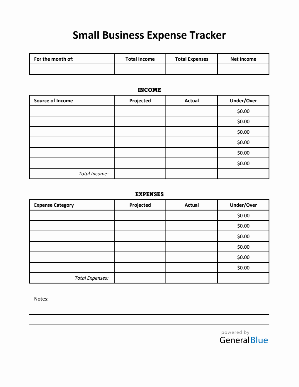 Small Business Expense Tracker in Excel (Printable)