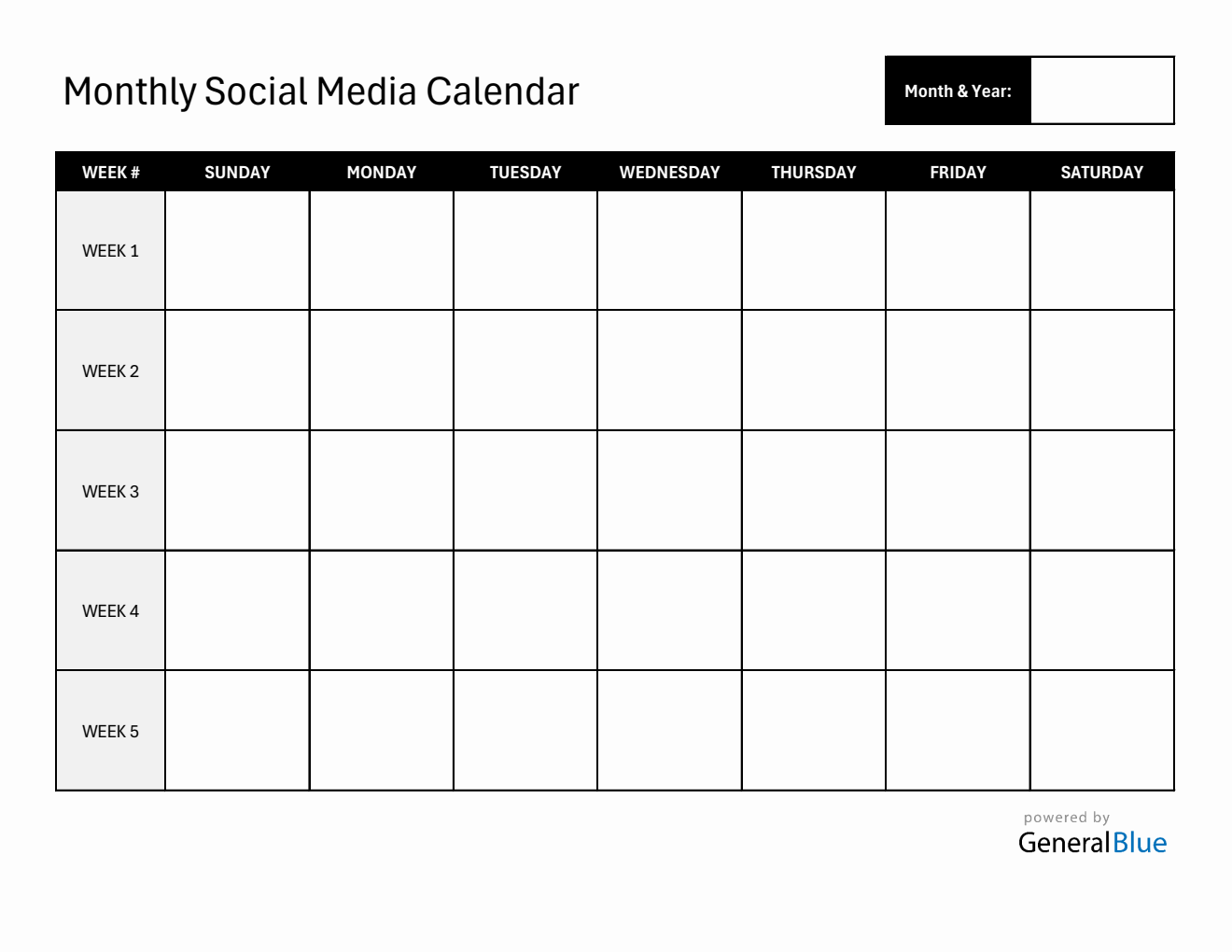  Social Content Calendar (Excel)