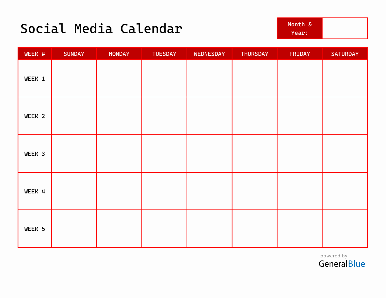 Editable Social Content Calendar (Excel)