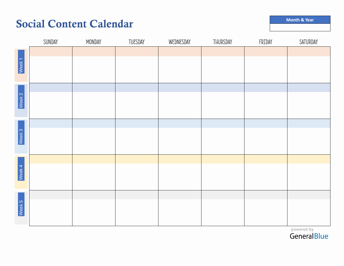 Free Blank Social Media Calendar & Planner Template - Word Format