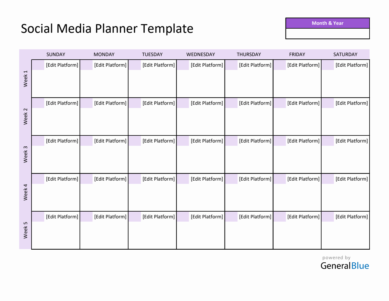 Free Customizable Social Media Calendar & Planner Template - Excel Format