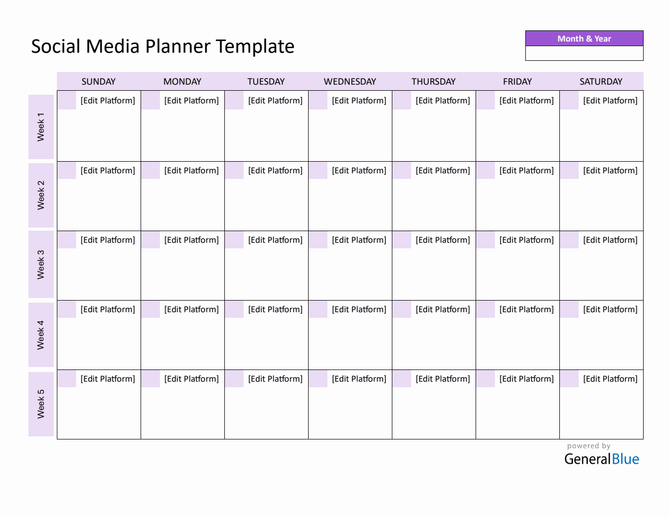 Free Customizable Social Media Calendar & Planner Template - Word Format