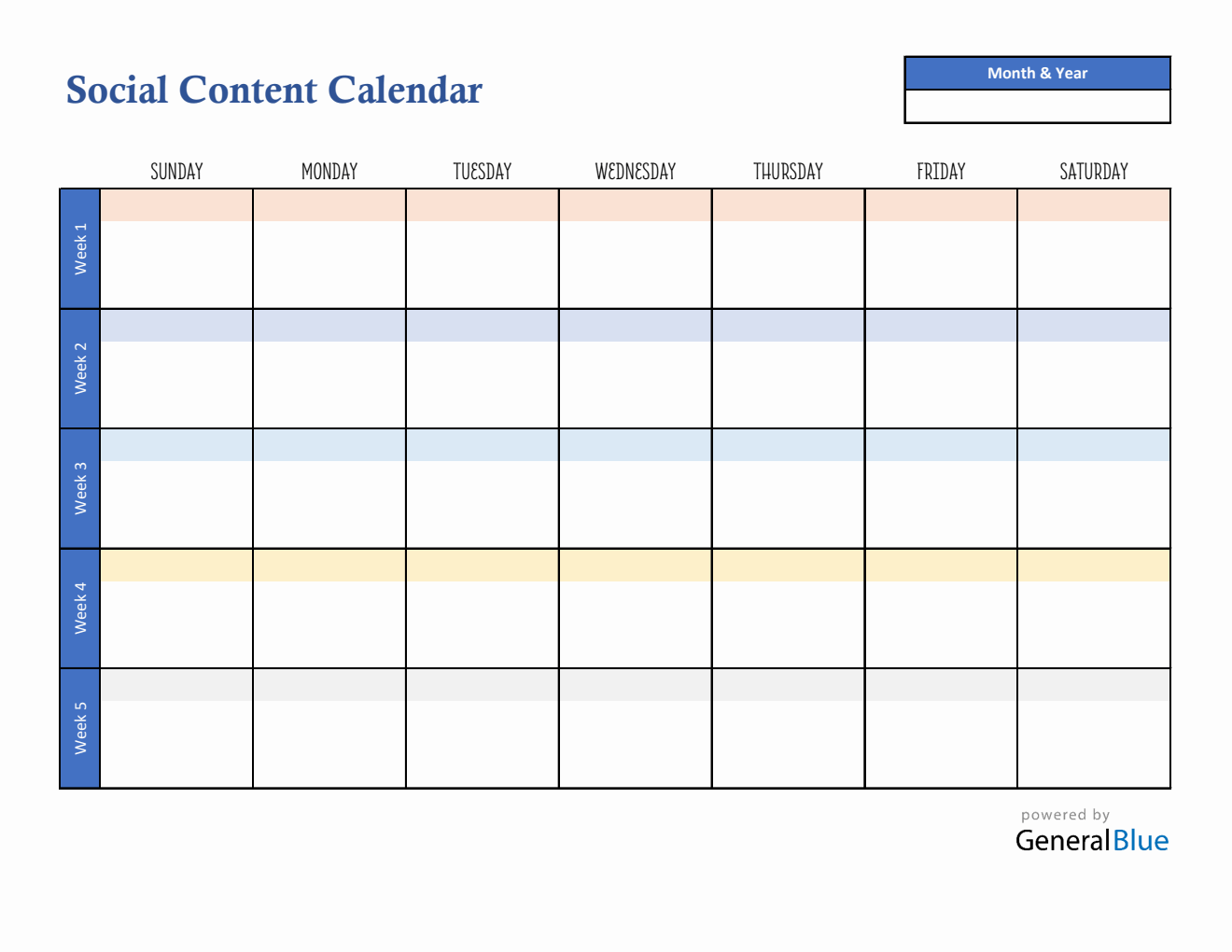 Free Blank Social Media Calendar & Planner Template - Excel Format
