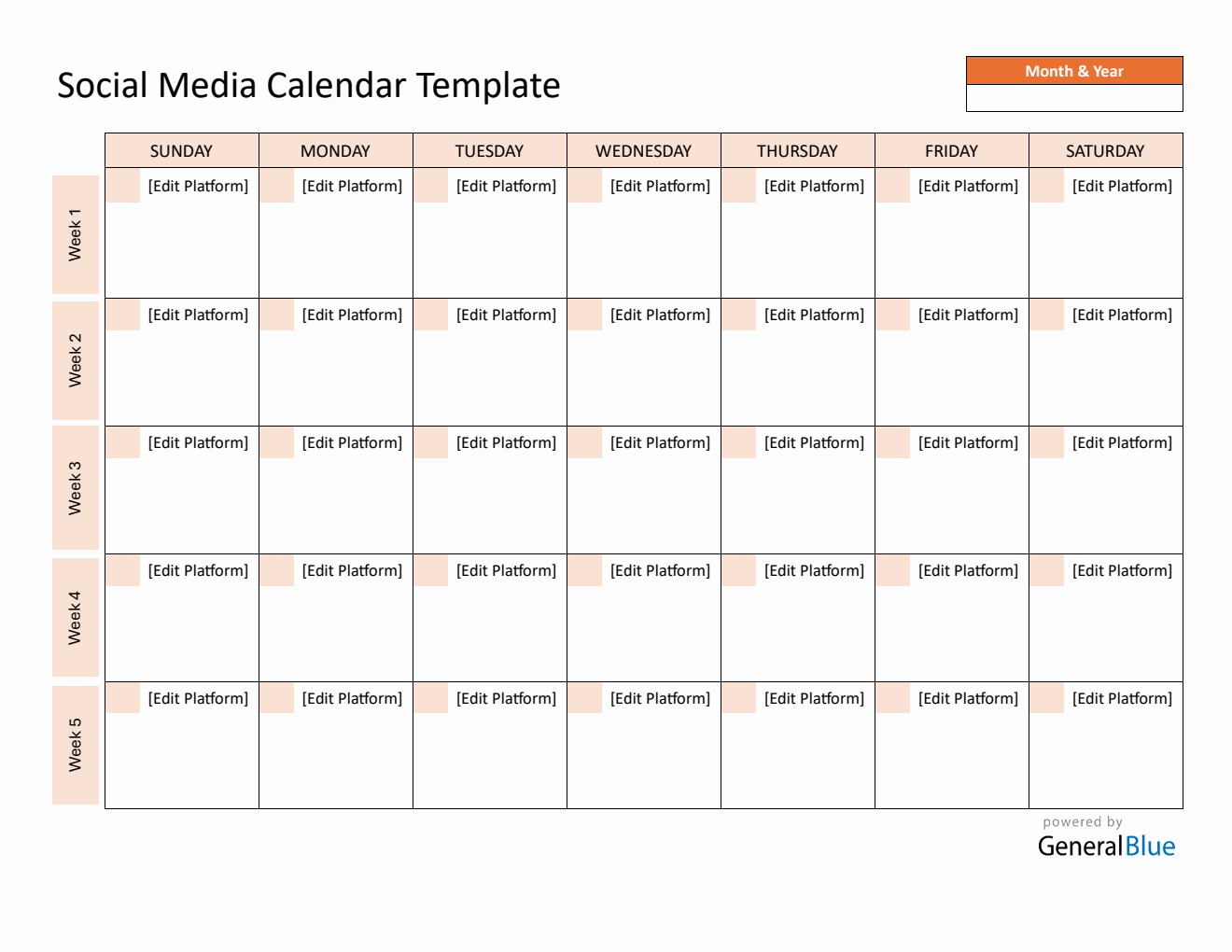 Free Downloadable Social Media Calendar & Planner Template - Word Format