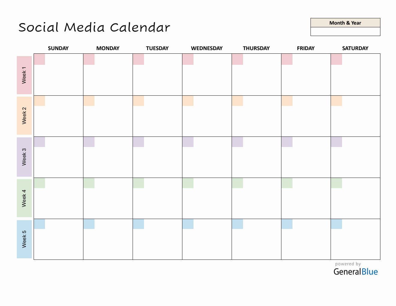 Free Editable Social Media Calendar & Planner Template - PDF Format