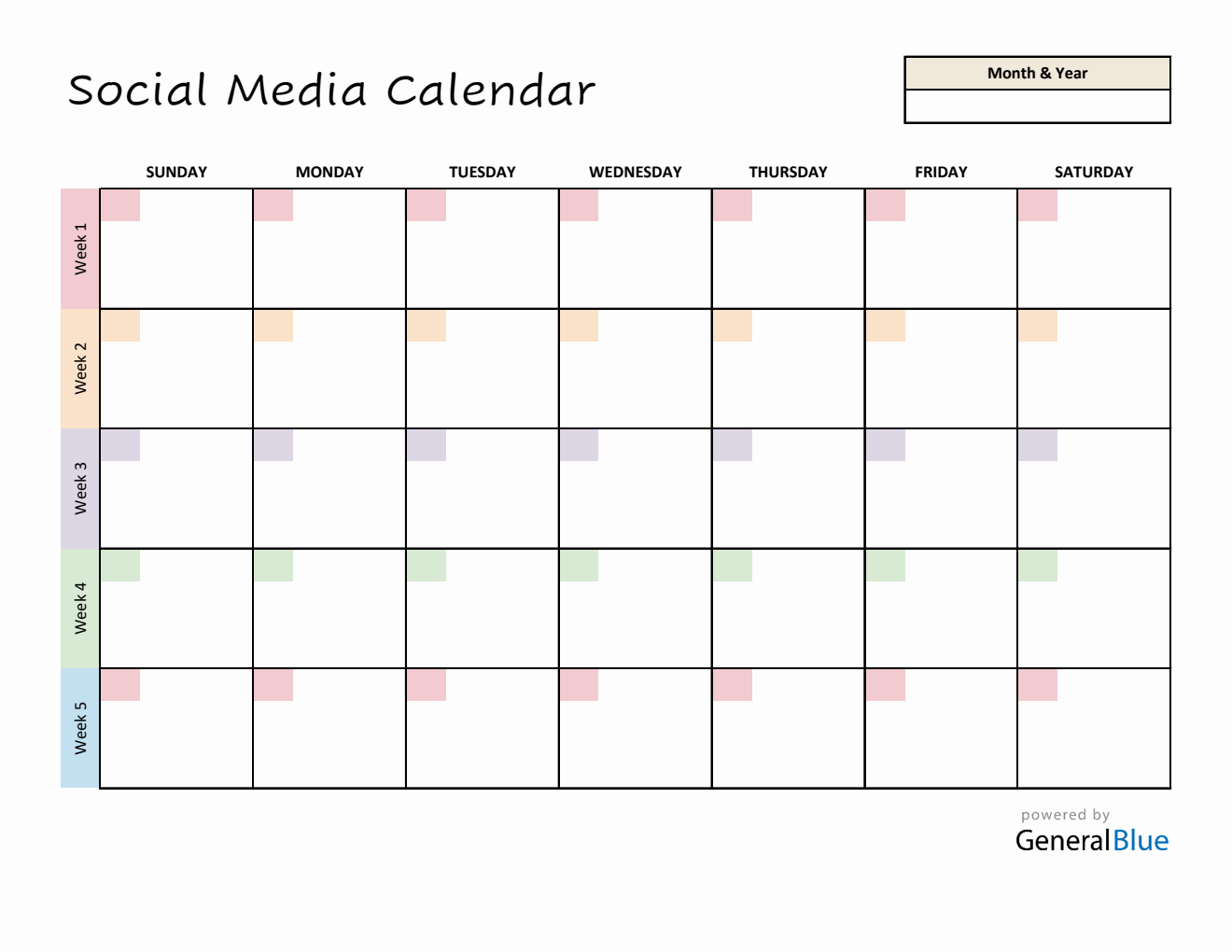 Free Editable Social Media Calendar & Planner Template - Excel Format
