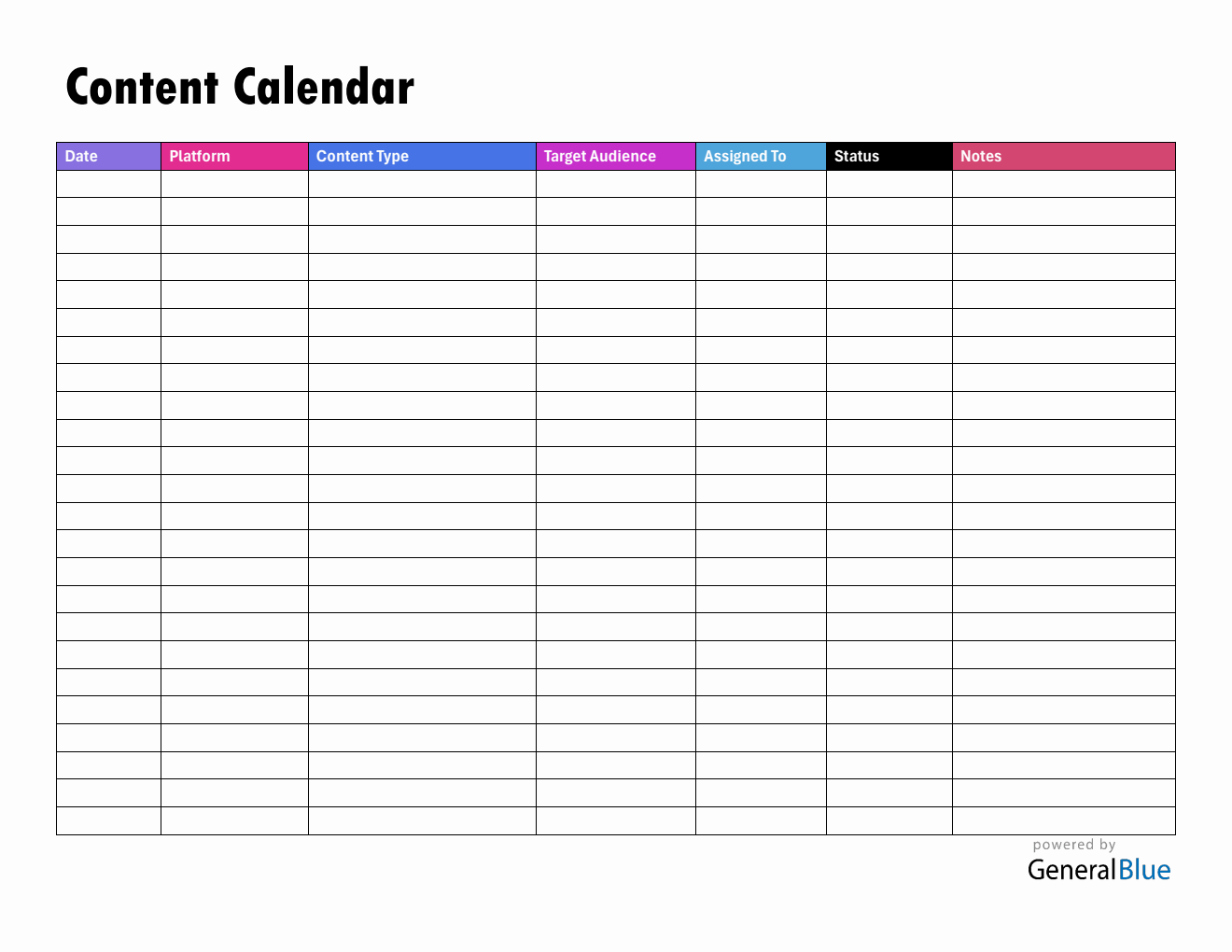 Free Social Media Content Planner Template | Downloadable in PDF