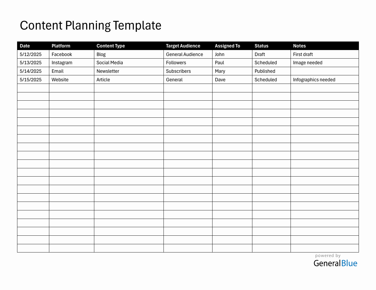 Free Social Media Content Planner Template | Editable in Word