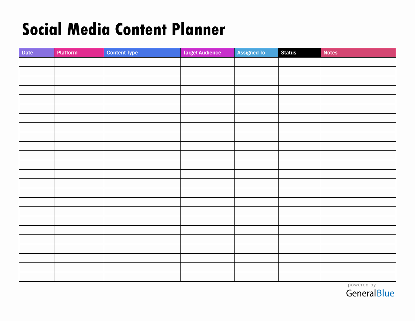 Free Social Media Content Planner Template | Downloadable in Word