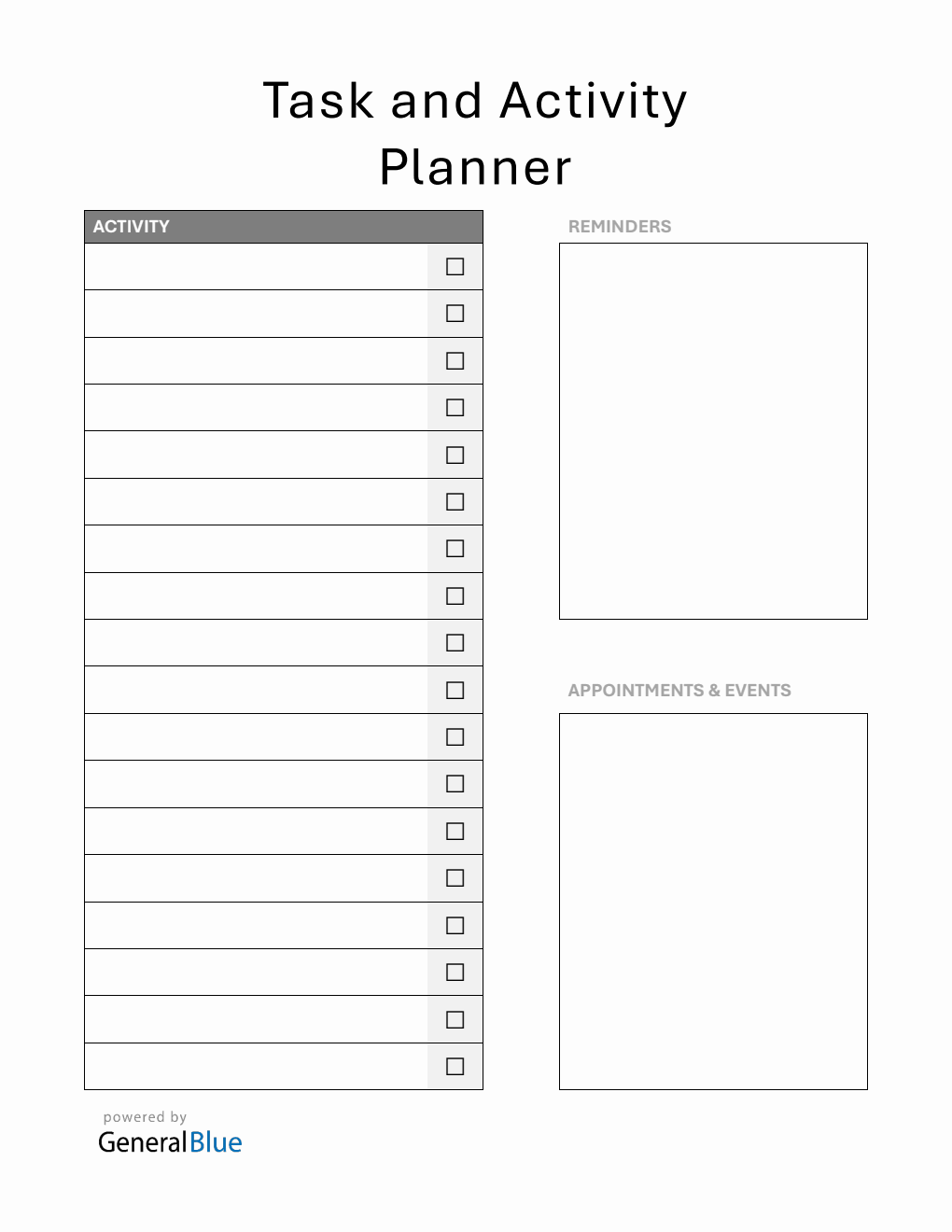 Activity Tracker with Checklist (Printable in PDF)