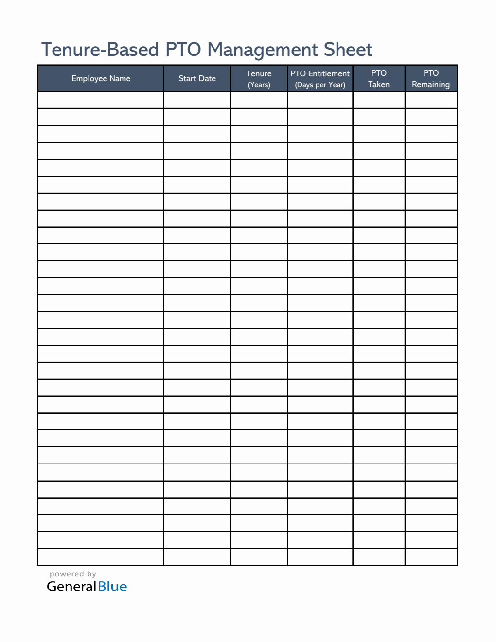 Tenure-Based PTO Management Sheet Template (Excel)