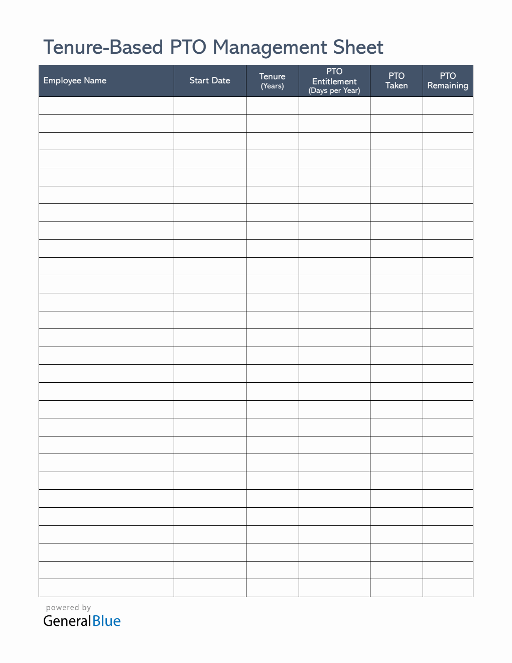  Tenure-Based PTO Management Sheet Template (Word)