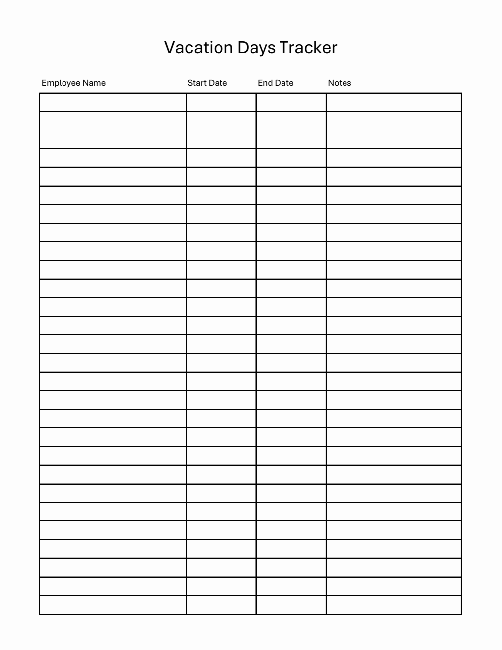 Vacation Days Tracker - Free Excel Download