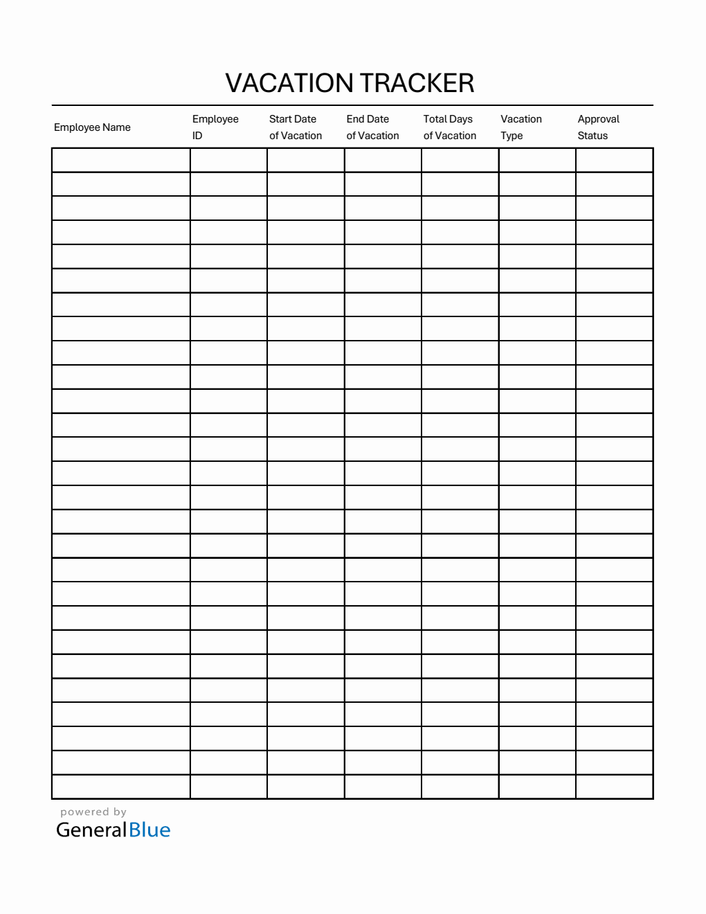 Printable Vacation Leave Tracker (Excel)