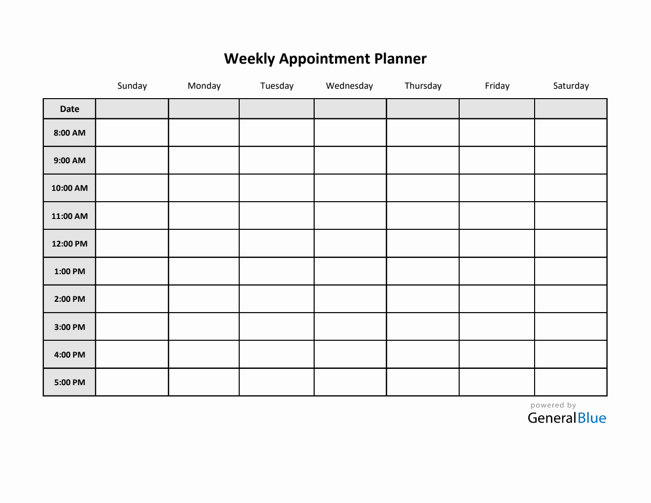 Weekly Appointment Planner in Excel (Basic)