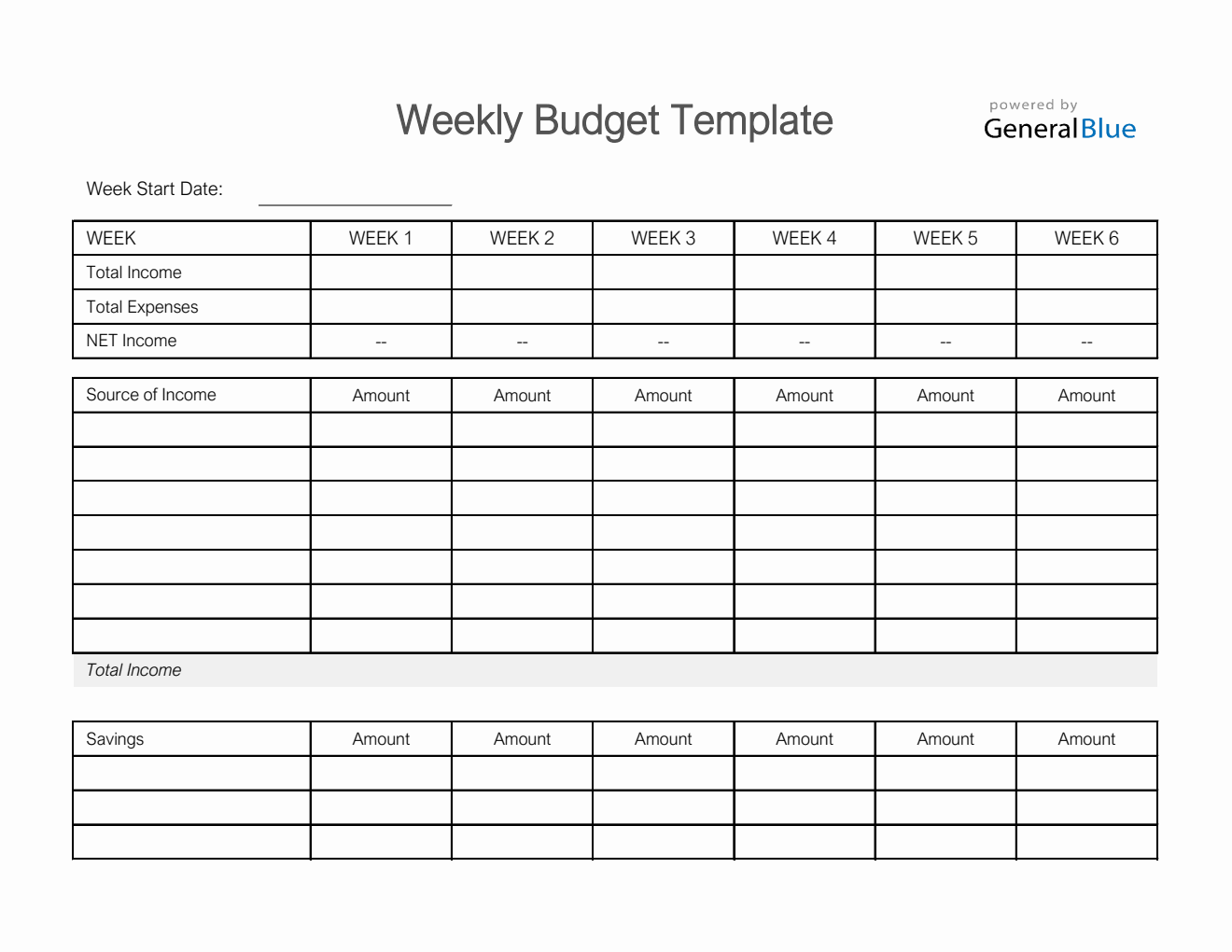Weekly Budget Template in Excel (Simple)