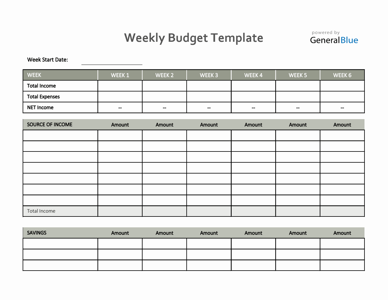 Weekly Budget Template in Excel (Colorful)