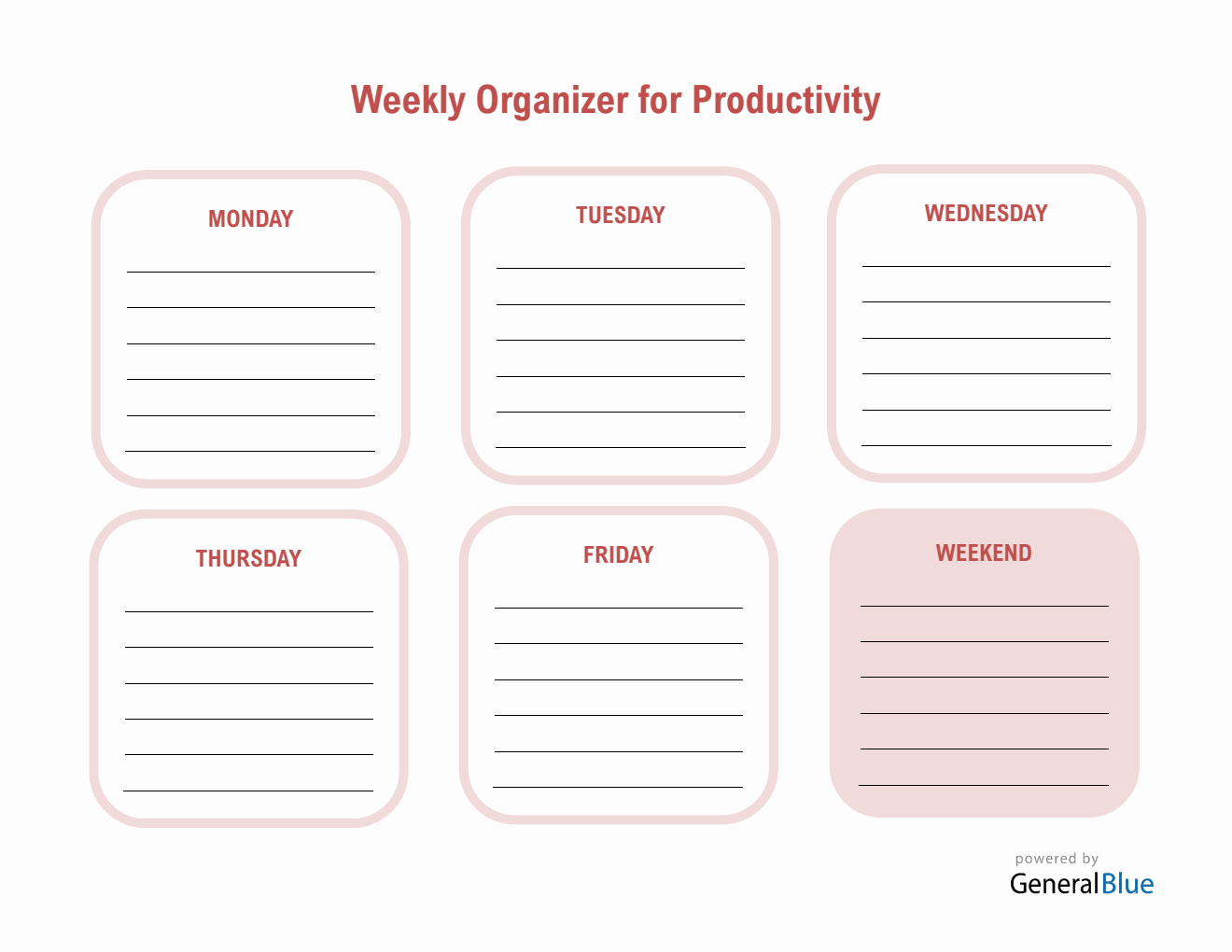 Editable Weekly Calendar Template in PDF Format