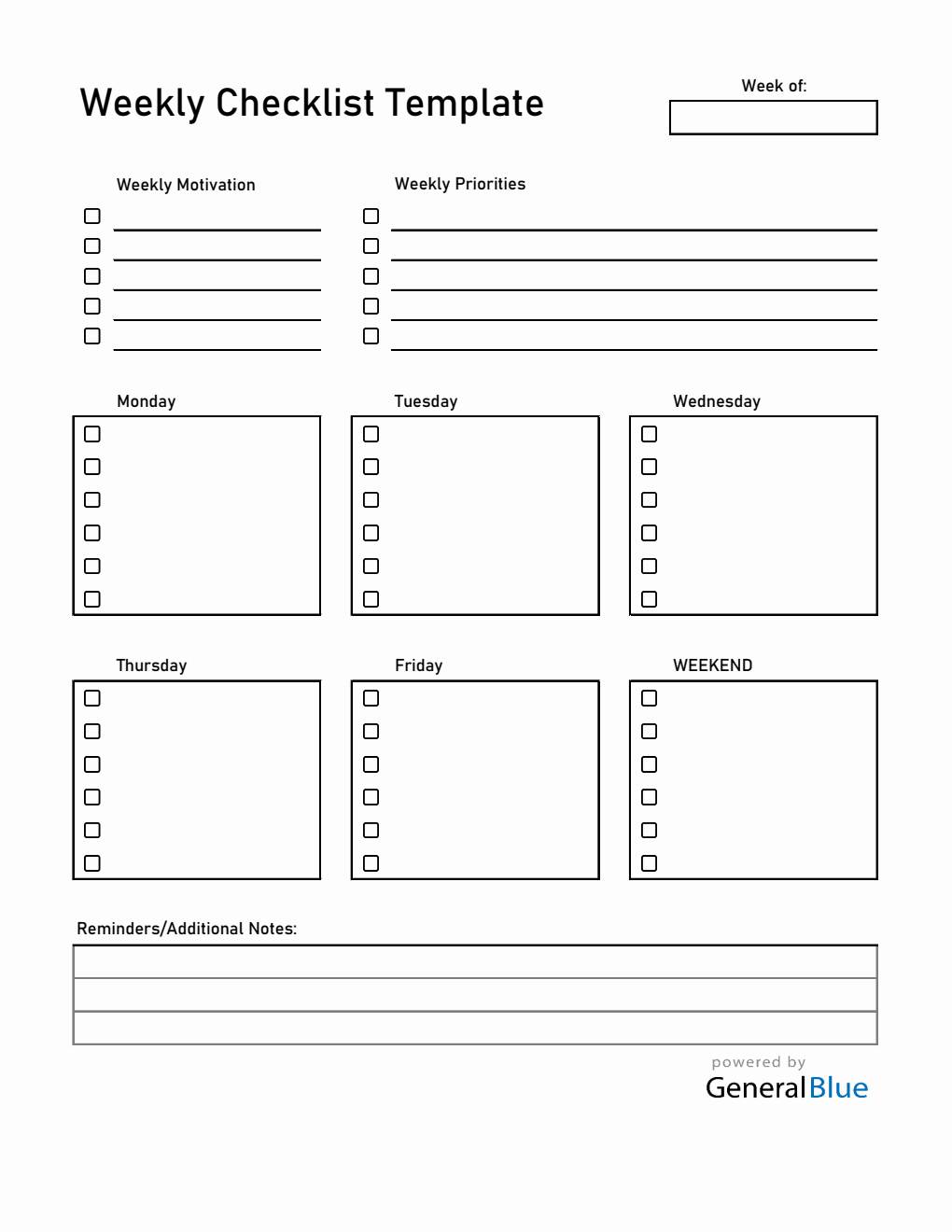 Fillable Weekly Calendar Excel