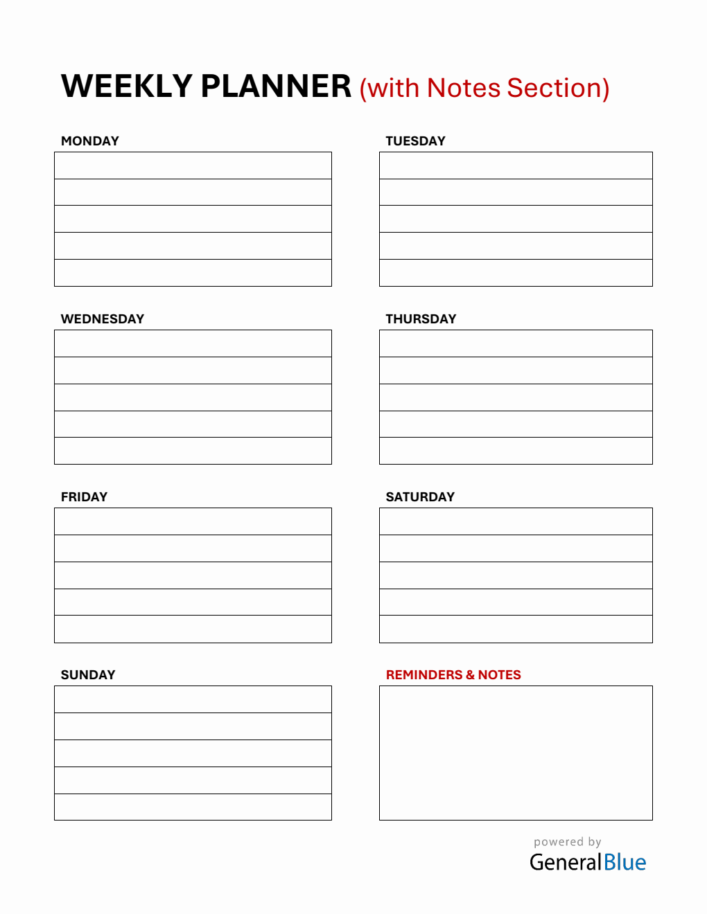 Free Weekly Calendar Editable in PDF