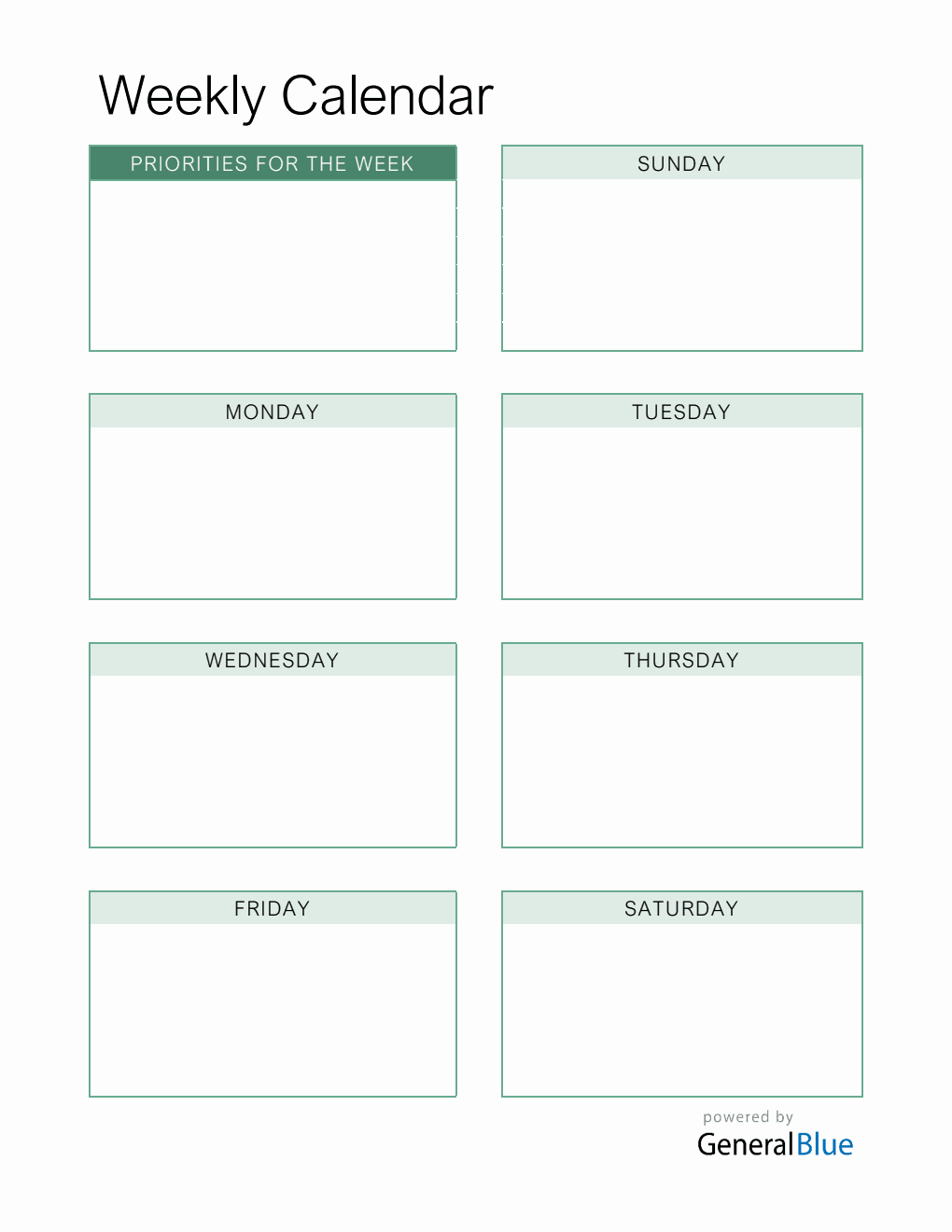 Downloadable Weekly Calendar Word