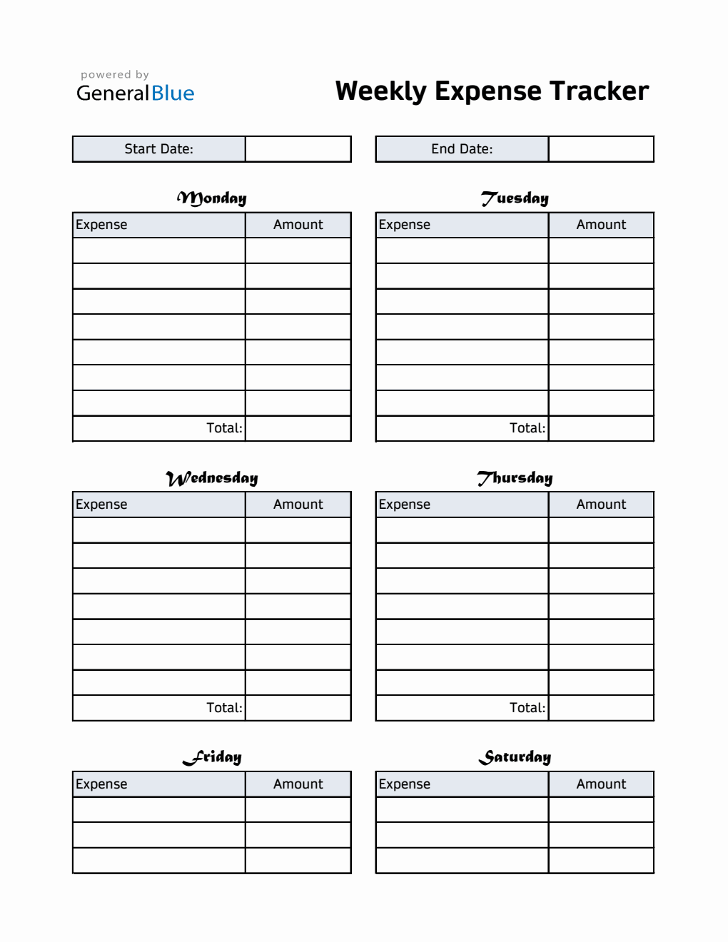 Weekly Expense Tracker in Excel (Simple)