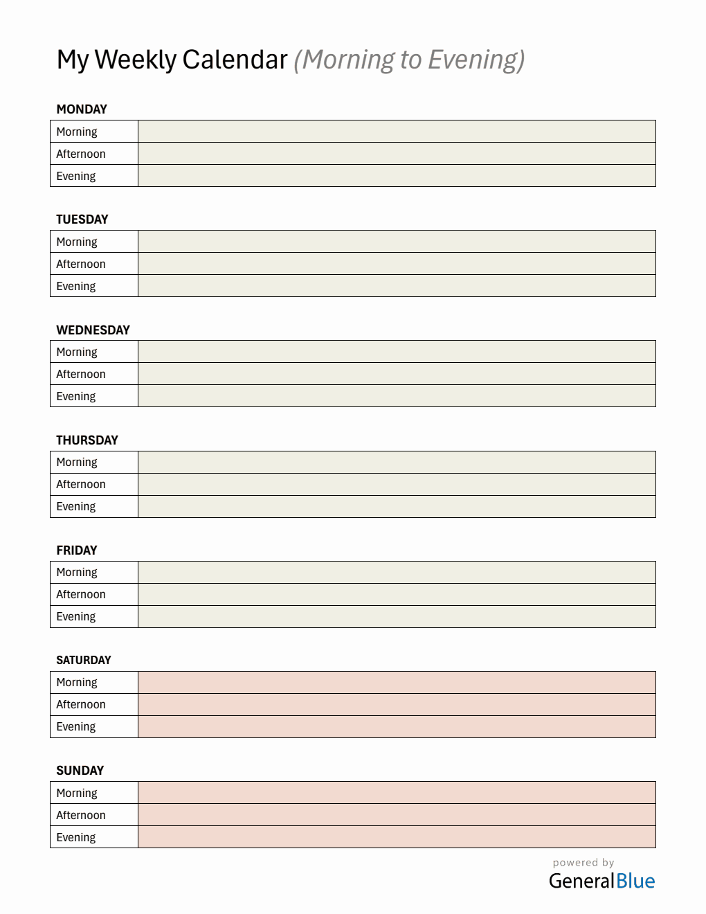 Free Weekly Planner | Portrait PDF Template