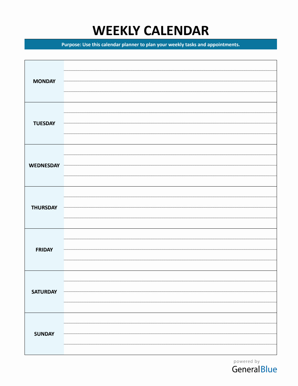 Week At A Glance PDF Planner (Simple)