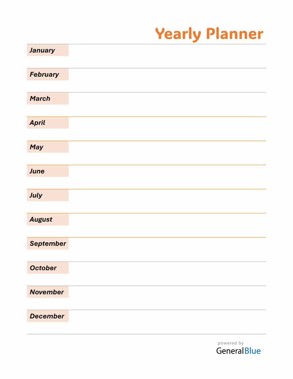 Free Yearly Planner Template Word (Orange)