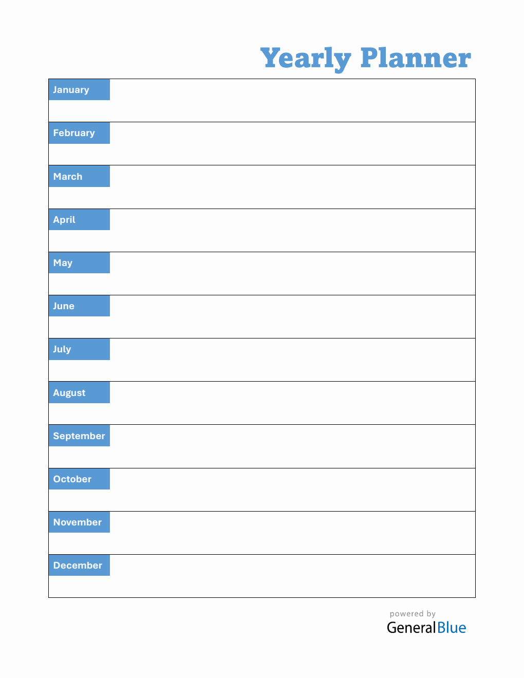 Free Yearly Planner Template Word (Blue)