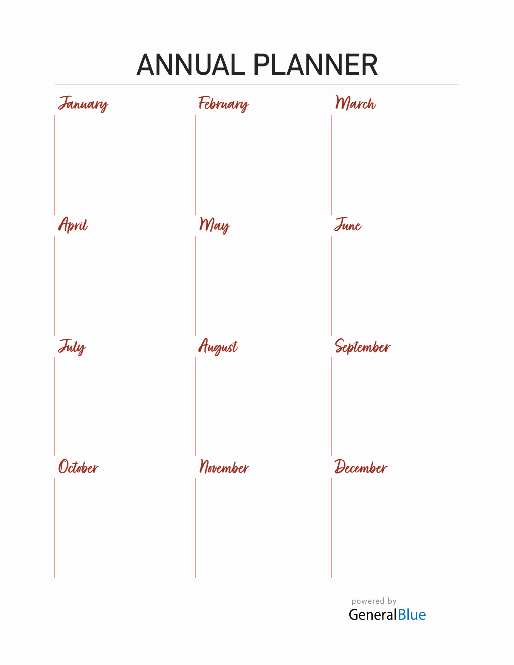 Yearly Planner - Free Blank Word Template